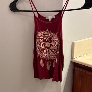 Charlotte Russe Burgundy Feather Design Camisole